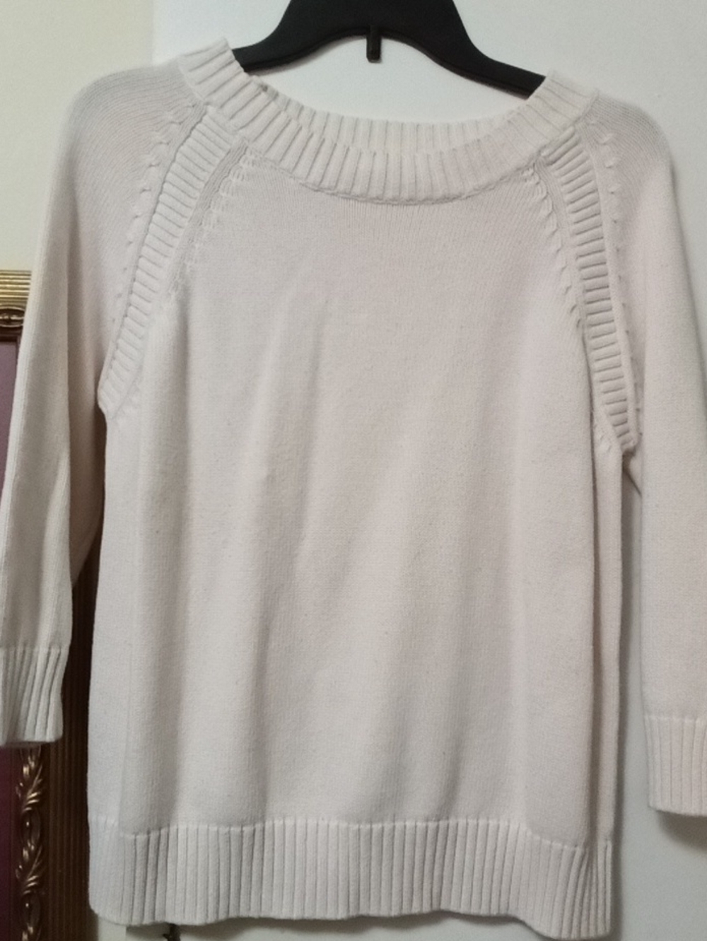 Women's DRESS BARN Creamy White Ribbed-Neck Crew Sweater